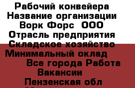 Рабочий конвейера › Название организации ­ Ворк Форс, ООО › Отрасль предприятия ­ Складское хозяйство › Минимальный оклад ­ 27 000 - Все города Работа » Вакансии   . Пензенская обл.,Мокшанский р-н